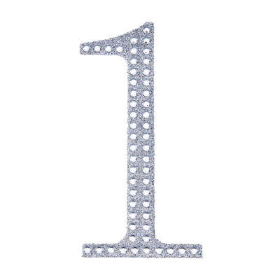 Silver glitter number one decoration on a white background