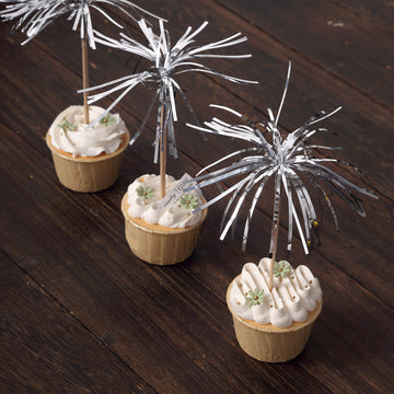Add a Touch of Elegance with Silver Firework Cupcake Toppers