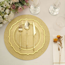 20 Pack | 13inch Gold Glitter Round Paper Table Placemats, Disposable Dining Table Mats