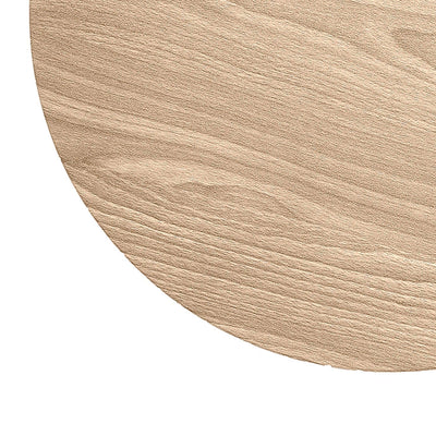 Wooden round table surface with a natural finish.