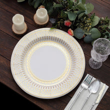 25 Pack | 13inch Gold / White Vintage Style Paper Serving Plates