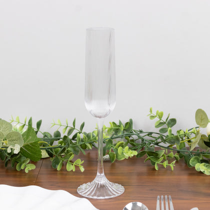 12 Pack Vintage Ribbed Champagne Flutes 4oz Clear – Disposable Plastic Toasting Glasses