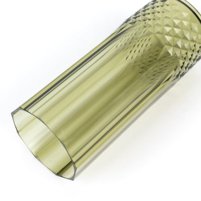 Olive green geometric glass vase with diamond pattern design