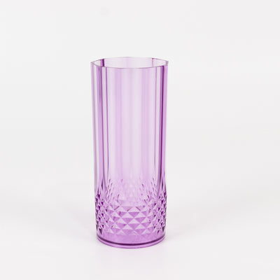 Purple crystal glass vase with geometric design
