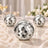 12 pack silver disco ball cup with lid and clear straw on white background