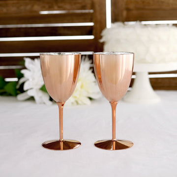 Elegant Rose Gold Plastic Wine Glasses for Stylish Events