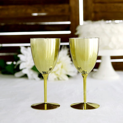 Plastic Wine Glasses 8oz Metallic Gold