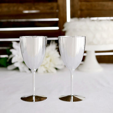 Elegant Silver Plastic Wine Glasses for Stylish Events