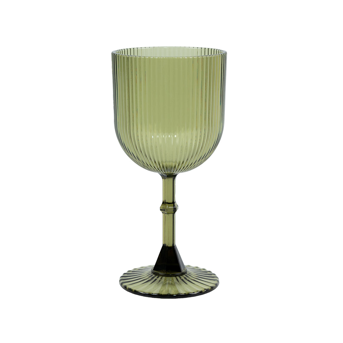 12-Pack Green Plastic Wine Glasses 9oz Ribbed | eFavormart