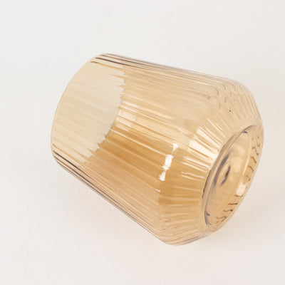 Amber ribbed glass tumbler
