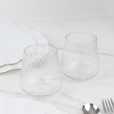 Set of two ribbed clear glass tumblers