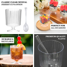 24 Pack | 5oz Clear Mini Ribbed Pedestal Plastic Dessert Cups With Spoons