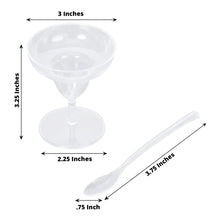24 Pack | 2oz Crystal Clear Mini Plastic Margarita Glasses With Spoons