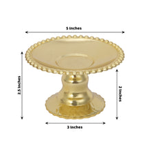 12 Pack | 5inch Gold Mirror Finish Mini Plastic Pedestal Cupcake Plates With Beaded Rim