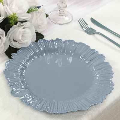 20-Pack Dusty Blue Reef Design Plastic Plates – 10" Dinner Party Plates – Elegant Disposable Tableware