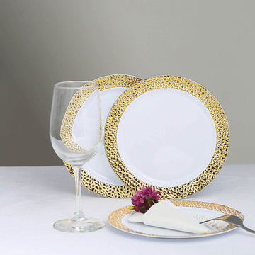 Stylish and Practical White Hammered Design Plastic Dinner Plates