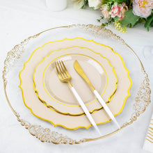 10 Pack | 10inch Taupe Gold Plastic Dinner Plates, Disposable Tableware Round