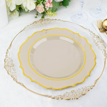 Convenience Meets Style with Disposable Taupe Gold Plastic Dinner Plates