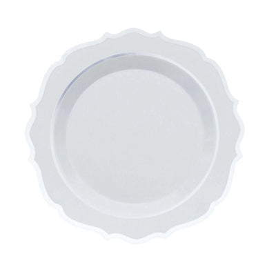 Elegant white decorative plate with scalloped edges