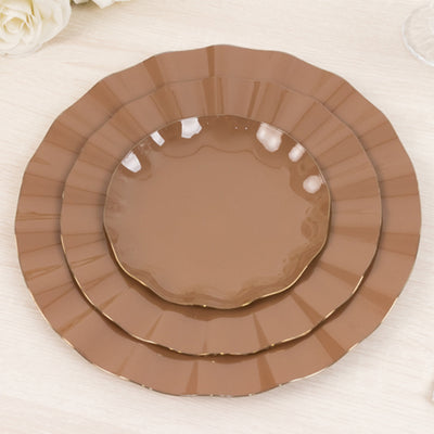 Set of three elegant brown decorative plates