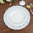 10-Pack Plastic Round Dessert Plates 6inch Pearl White Ruffled Rim with Gold Edging