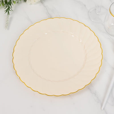 Elegant cream plate with golden scalloped edge