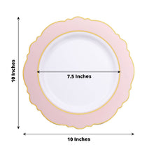 10 Pack 10inch Blush Rose Gold White Plastic Party Plates With Round Blossom Design Dinner