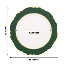 10 Pack | 10inch Hunter Emerald Green / White Plastic Party Plates With Round Blossom