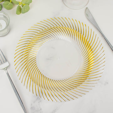 Clear / Gold Swirl Rim Plastic Dessert Appetizer Plates