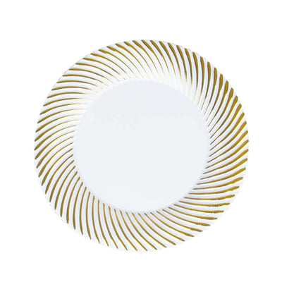 Elegant white plate with gold spiral design