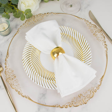 Dine in Style with White / Gold Disposable Round Plates