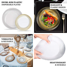 10 Pack | 7inch Clear / Gold Swirl Rim Plastic Dessert Appetizer Plates