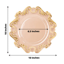 10 Pack Clear Gold Vintage Baroque Plastic Party Plates With Scalloped Rim, European Style