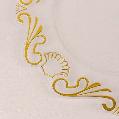 Gold shell decorative plate with intricate design details.