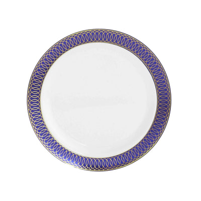 Elegant white plate with intricate purple and gold border design