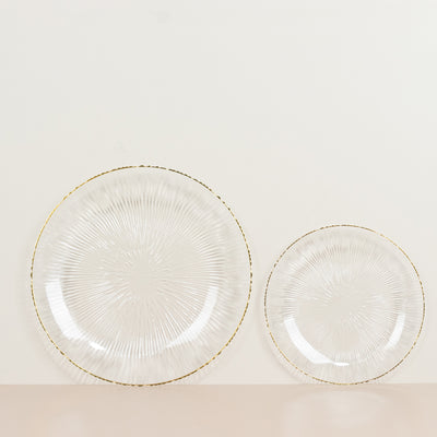 Set of two decorative glass plates with gold trim
