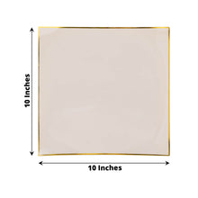 10 Pack | 10inch Taupe / Gold Concave Modern Square Plastic Dinner Plates, Disposable Party Plates