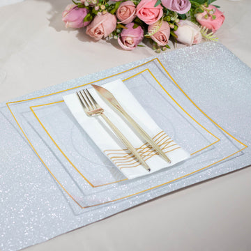 Clear/Gold Hard Plastic Appetizer Plates