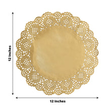 50 Pcs | 12inch Gold Food Grade Paper Placemats, Round Lace Paper Doilies