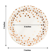 300 GSM Polka Dot Design 7 Inch White and Rose Gold Dessert Disposable Paper Plates 25 Pack