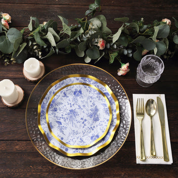 White/Blue Chinoiserie Paper Dinner Plates - The Epitome of Elegance