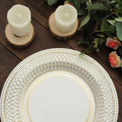 Elegant decorative plate with gold trim and floral accents.