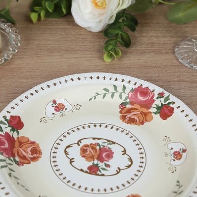 Decorative paper plate with floral design, perfect for parties and events.