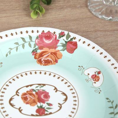 Floral design paper plate with pastel colors and decorative border.
