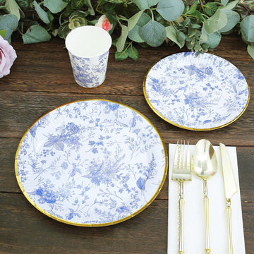 Create Memorable Dining Experiences with Blue Chinoiserie Floral Paper Plates