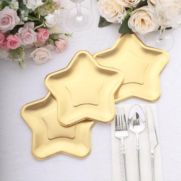 Create a Magical Atmosphere with Matte Gold Star Shaped Dessert Appetizer Paper Plates
