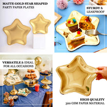 25 Pack Matte Gold Star Shaped Paper Dinner Plates, 9inch Eco Friendly Party Plates - 300GSM