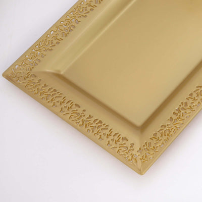 Elegant gold decorative tray with intricate border design.