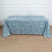 Dusty Blue 3D Leaf Petal Taffeta Fabric Rectangle Tablecloth 90 Inches x 132 Inches