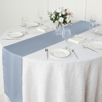Elevate Your Event with the Dusty Blue Polyester Table Runner